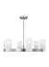 Generation Lighting Drew And Jonathan Scott Rhode 6-Light Large Chandelier In Brushed Steel Finish With Etched Glass Shades (DJC1166BS)