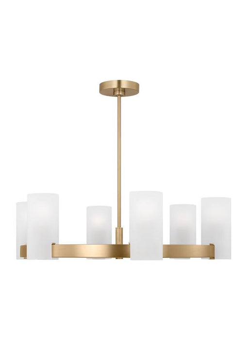 Generation Lighting Drew And Jonathan Scott Rhode 6-Light Large Chandelier In Satin Brass Finish With Etched Glass Shades (DJC1166SB)