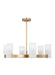 Generation Lighting Drew And Jonathan Scott Rhode 6-Light Large Chandelier In Satin Brass Finish With Etched Glass Shades (DJC1166SB)