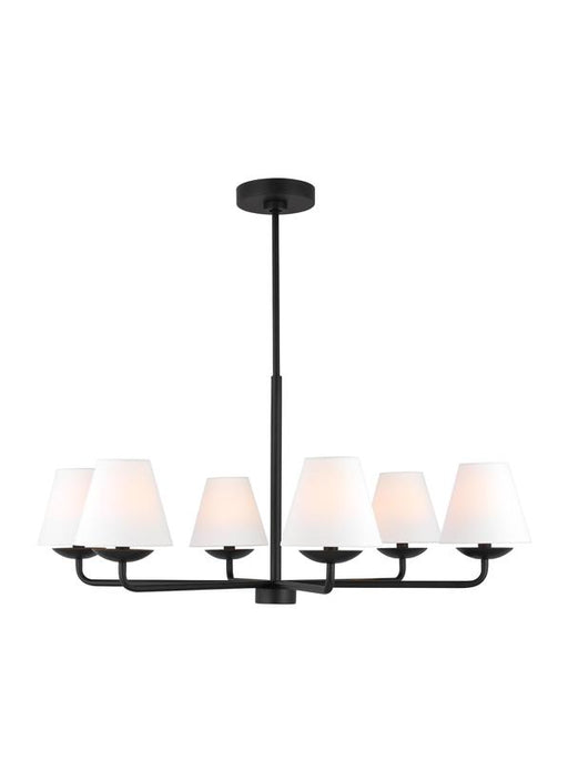 Generation Lighting Drew And Jonathan Scott Albion 6-Light Large Chandelier In Midnight Black Finish With White Linen Fabric Shades (DJC1186MBK)