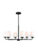 Generation Lighting Drew And Jonathan Scott Albion 6-Light Large Chandelier In Midnight Black Finish With White Linen Fabric Shades (DJC1186MBK)