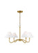 Generation Lighting Drew And Jonathan Scott Eldon 4-Light Medium Chandelier In Satin Brass Finish With White Linen Fabric Shades (DJC1194SB)