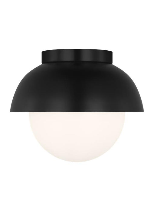 Generation Lighting Hyde Modern 1-Light Indoor Dimmable Medium Flush Mount Ceiling Light In Midnight Black Finish With Opal Glass Shade (DJF1011MBK)