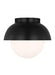 Generation Lighting Hyde Modern 1-Light Indoor Dimmable Medium Flush Mount Ceiling Light In Midnight Black Finish With Opal Glass Shade (DJF1011MBK)