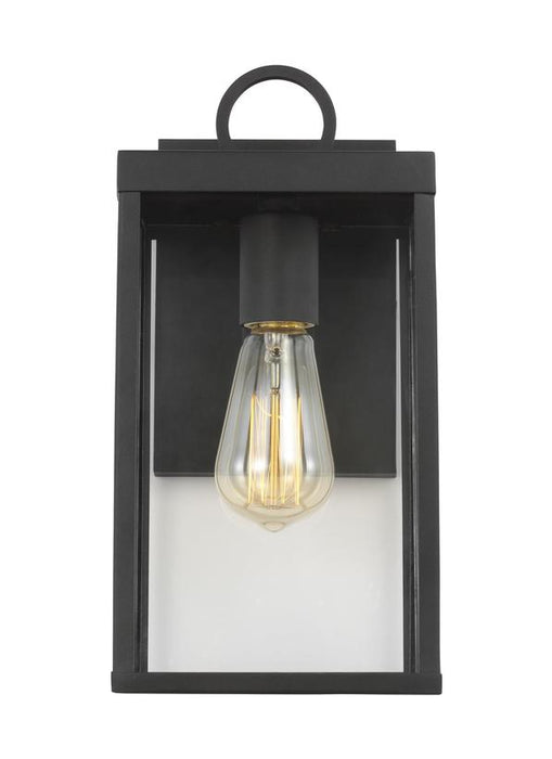 Generation Lighting Drew And Jonathan Scott Howell 1-Light Small Outdoor Wall Lantern In Textured Black Finish With White And Clear Glass Panels (DJO1001TXB)