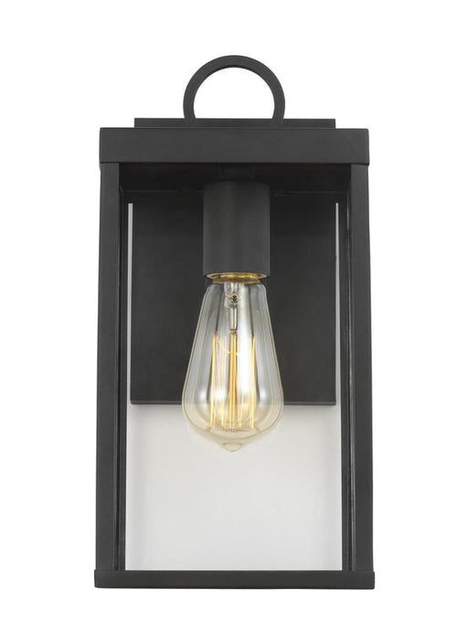 Generation Lighting Drew And Jonathan Scott Howell 1-Light Small Outdoor Wall Lantern In Textured Black Finish With White And Clear Glass Panels (DJO1001TXB)