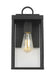 Generation Lighting Drew And Jonathan Scott Howell 1-Light Small Outdoor Wall Lantern In Textured Black Finish With White And Clear Glass Panels (DJO1001TXB)