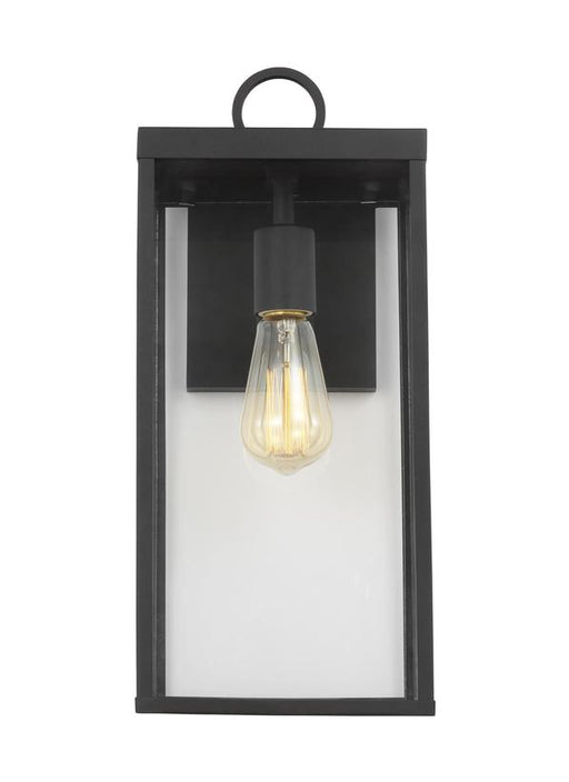 Generation Lighting Drew And Jonathan Scott Howell 1-Light Medium Outdoor Wall Lantern In Textured Black Finish With White And Clear Glass Panels (DJO1011TXB)