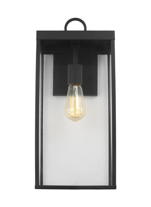 Generation Lighting Drew And Jonathan Scott Howell 1-Light Large Outdoor Wall Lantern In Textured Black Finish With White And Clear Glass Panels (DJO1021TXB)