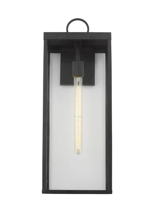 Generation Lighting Drew And Jonathan Scott Howell 1-Light Extra Large Outdoor Lantern In Textured Black Finish With White And Clear Glass Panels (DJO1031TXB)