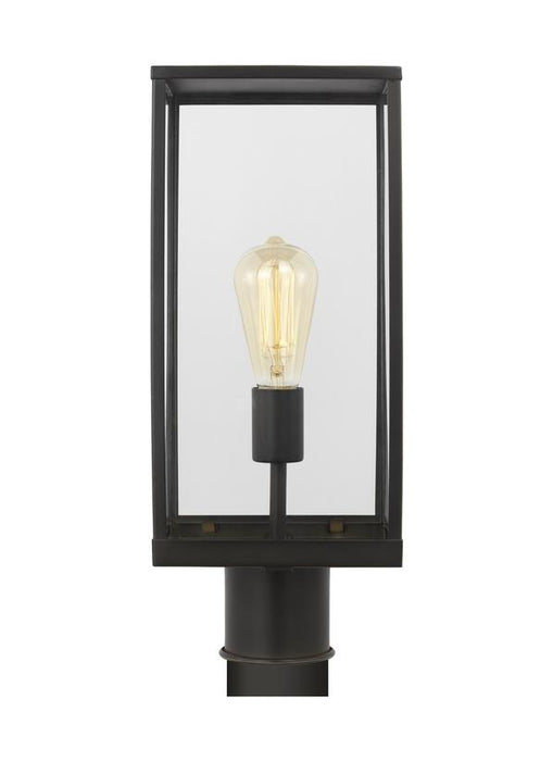 Generation Lighting Drew And Jonathan Scott Howell 1-Light Medium Outdoor Post Lantern In Antique Bronze Finish With White And Clear Glass Panels (DJO1041ANBZ)