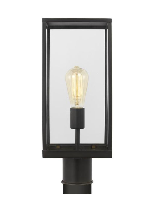 Generation Lighting Drew And Jonathan Scott Howell 1-Light Medium Outdoor Post Lantern In Antique Bronze Finish With White And Clear Glass Panels (DJO1041ANBZ)