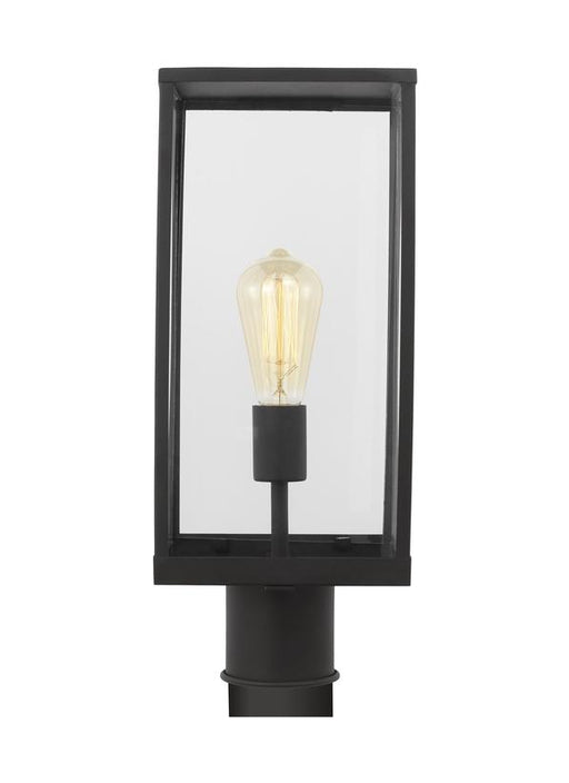 Generation Lighting Drew And Jonathan Scott Howell 1-Light Medium Outdoor Post Lantern In Textured Black Finish With White And Clear Glass Panels (DJO1041TXB)