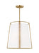 Generation Lighting Cortes Transitional 2-Light Indoor Dimmable Large Hanging Shade Ceiling Chandelier Light Satin Brass Gold-White Linen Fabric Shade (DJP1002SB)