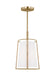 Generation Lighting Cortes Transitional 1-Light Indoor Dimmable Medium Hanging Shade Ceiling Chandelier Light Satin Brass Gold-White Linen Fabric Shade (DJP1011SB)