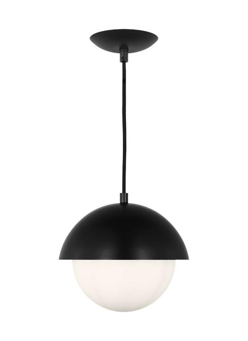 Generation Lighting Hyde Modern 1-Light Indoor Dimmable Small Pendant Ceiling Chandelier Light Midnight Black With Opal Glass Shade (DJP1021MBK)