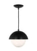 Generation Lighting Hyde Modern 1-Light Indoor Dimmable Small Pendant Ceiling Chandelier Light Midnight Black With Opal Glass Shade (DJP1021MBK)