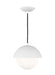 Generation Lighting Hyde Modern 1-Light Indoor Dimmable Small Pendant Ceiling Chandelier Light Matte White With Opal Glass Shade (DJP1021MWT)