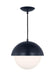 Generation Lighting Hyde Modern 1-Light Indoor Dimmable Medium Pendant Ceiling Chandelier Light In Navy Finish With Opal Glass Shade (DJP1031NVY)