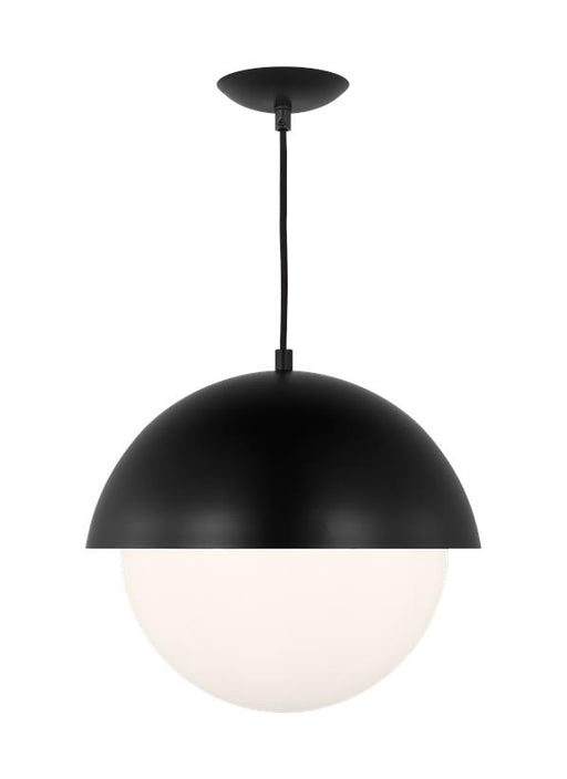 Generation Lighting Hyde Modern 1-Light Indoor Dimmable Large Pendant Ceiling Chandelier Light Midnight Black With Opal Glass Shade (DJP1041MBK)