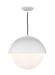 Generation Lighting Hyde Modern 1-Light Indoor Dimmable Large Pendant Ceiling Chandelier Light Matte White With Opal Glass Shade (DJP1041MWT)