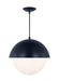 Generation Lighting Hyde Modern 1-Light Indoor Dimmable Large Pendant Ceiling Chandelier Light In Navy Finish With Opal Glass Shade (DJP1041NVY)