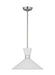 Generation Lighting Belcarra Modern 1-Light Medium Single Pendant Ceiling Light Brushed Steel Silver With Etched White Glass Shades (DJP1091BS)