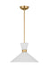 Generation Lighting Belcarra Modern 1-Light Medium Single Pendant Ceiling Light In Satin Brass Gold With Etched White Glass Shades (DJP1091SB)
