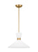 Generation Lighting Belcarra Modern 1-Light Medium Single Pendant Ceiling Light In Satin Brass Gold With Etched White Glass Shades (DJP1091SB)
