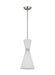 Generation Lighting Belcarra Modern 1-Light Small Single Pendant Ceiling Light Brushed Steel Silver With Etched White Glass Shades (DJP1101BS)