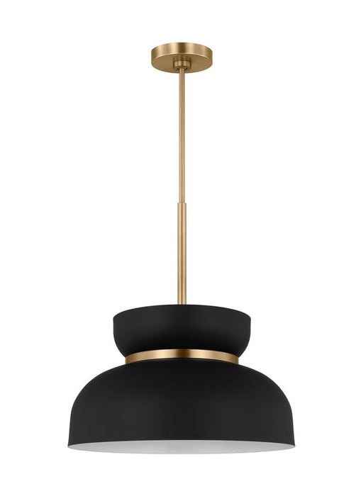 Generation Lighting Pemberton Modern 1-Light Medium Single Pendant Ceiling Light Midnight Black With Midnight Black Steel Shades (DJP1111SBMBK)