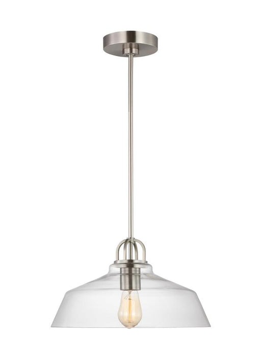 Generation Lighting Drew And Jonathan Scott Payton 1-Light Small Pendant In Brushed Steel Finish With Clear Glass Shade (DJP1121BS)