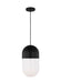 Generation Lighting Drew And Jonathan Scott Foster 1-Light Medium Pendant In Midnight Black Finish With Milk Glass Shade (DJP1141MBK)