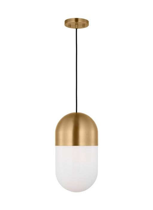 Generation Lighting Drew And Jonathan Scott Foster 1-Light Medium Pendant In Satin Brass Finish With Milk Glass Shade (DJP1141SB)