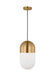 Generation Lighting Drew And Jonathan Scott Foster 1-Light Medium Pendant In Satin Brass Finish With Milk Glass Shade (DJP1141SB)