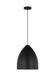 Generation Lighting Drew And Jonathan Scott Huron 1-Light Medium Pendant In Midnight Black Finish With Midnight Black Steel Shade (DJP1151MBK)