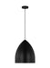 Generation Lighting Drew And Jonathan Scott Huron 1-Light Large Pendant In Midnight Black Finish With Midnight Black Steel Shade (DJP1161MBK)