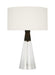 Generation Lighting Pender Transitional 1-Light Indoor Medium Table Lamp In Midnight Black Finish With White Linen Fabric Shade (DJT1041MBK1)