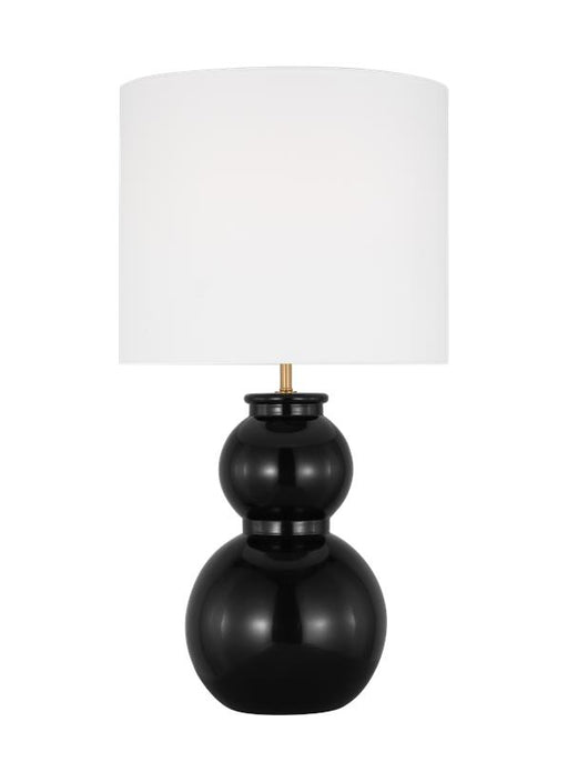 Generation Lighting Buckley Transitional 1-Light Indoor Medium Table Lamp In Gloss Black Finish With White Linen Fabric Shade (DJT1051GBK1)