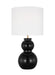 Generation Lighting Buckley Transitional 1-Light Indoor Medium Table Lamp In Gloss Black Finish With White Linen Fabric Shade (DJT1051GBK1)