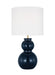 Generation Lighting Buckley Transitional 1-Light Indoor Medium Table Lamp In Gloss Navy Finish With White Linen Fabric Shade (DJT1051GNV1)