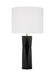 Generation Lighting Fernwood Modern 1-Light Indoor Medium Table Lamp In Gloss Black Finish With White Linen Fabric Shade (DJT1061GBK1)
