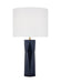 Generation Lighting Fernwood Modern 1-Light Indoor Medium Table Lamp In Gloss Navy Finish With White Linen Fabric Shade (DJT1061GNV1)