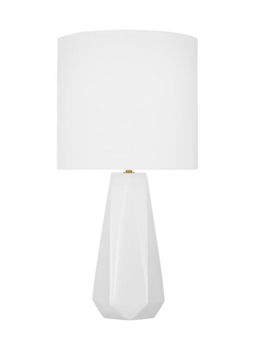 Generation Lighting Moresby Traditional 1-Light Indoor Medium Table Lamp In Gloss White Finish With White Linen Fabric Shade (DJT1071GW1)