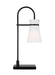 Generation Lighting Binx Modern 1-Light Indoor Medium Task Table Lamp In Midnight Black Finish With White Linen Fabric Shade (DJT1081MBK1)