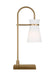 Generation Lighting Binx Modern 1-Light Indoor Medium Task Table Lamp In Satin Brass Gold Finish With White Linen Fabric Shade (DJT1081SB1)