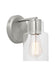 Generation Lighting Sayward Transitional 1-Light Wall Sconce Bath Vanity In Brushed Steel Silver Finish With Clear Glass Shade (DJV1001BS)