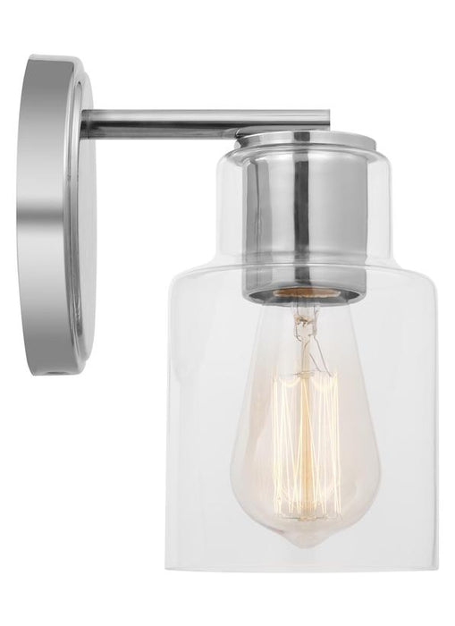 Generation Lighting Sayward Transitional 1-Light Wall Sconce Bath Vanity In Chrome Finish With Clear Glass Shade (DJV1001CH)