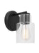 Generation Lighting Sayward Transitional 1-Light Wall Sconce Bath Vanity In Midnight Black Finish With Clear Glass Shade (DJV1001MBK)