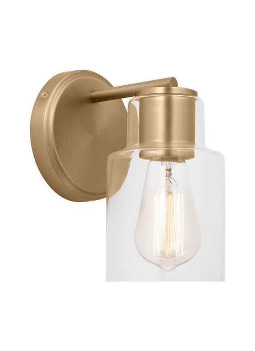 Generation Lighting Sayward Transitional 1-Light Wall Sconce Bath Vanity In Satin Brass Gold Finish With Clear Glass Shade (DJV1001SB)